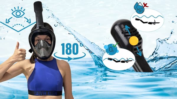 Helansiktsmask för snorkling