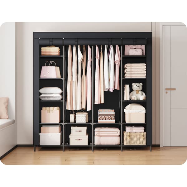 Stor tekstilgarderobe Massido MS-804 sort