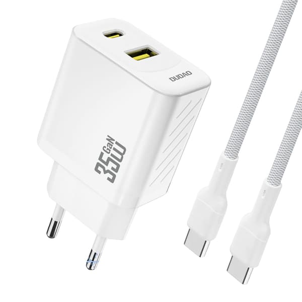 Väggladdare med USB-C-kabel 1m 35W - vit