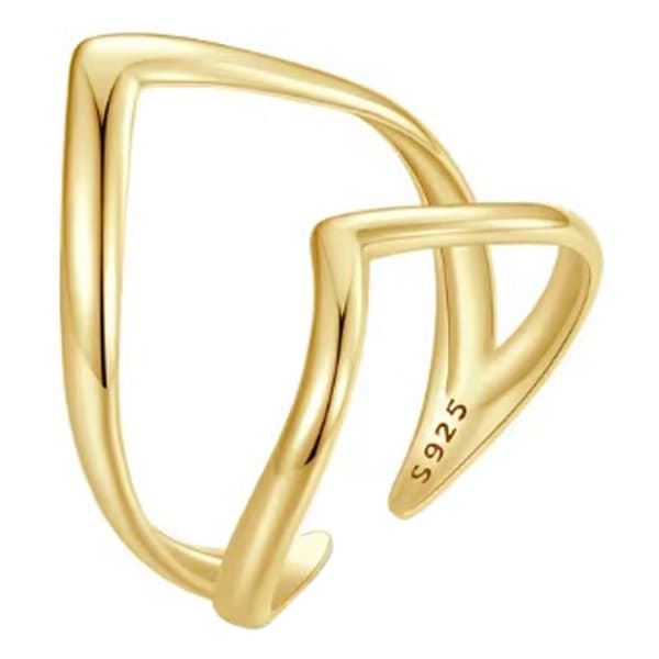 Silverring Justerbar Guld Dubbelring Silver 925