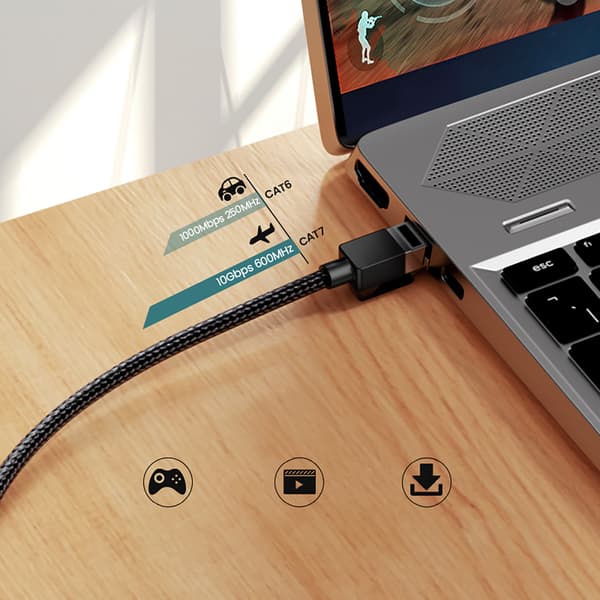 RJ45 Cat 7 10Gbps 2m netværks-Ethernetkabel - Sort