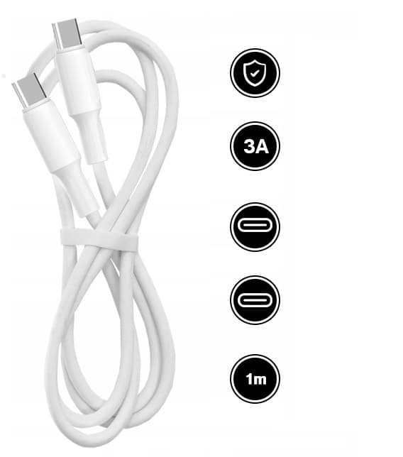 Kabel för Apple iPhone USB-C till USB-C Flätad 60W 1m Vit