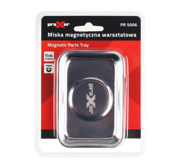 Magnetisk værkstedsskål, rektangulær, rustfrit stål, 93x64x13,4 mm, PRAXER