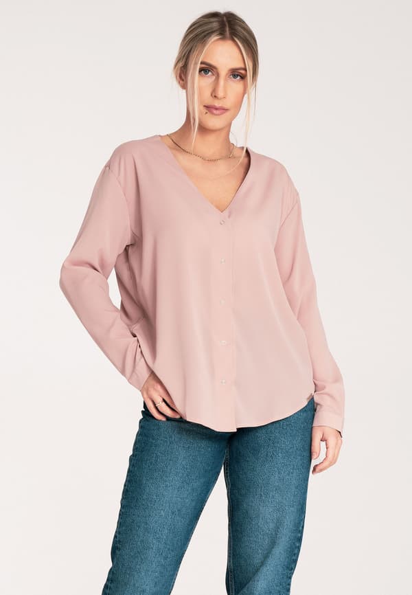 Dam sommarskjorta V-ringad beige XL