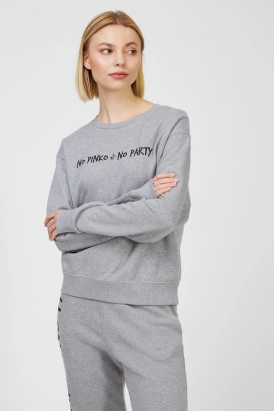 PINKO sweatshirt med mærke til kvinder, grå - Størrelse: S
