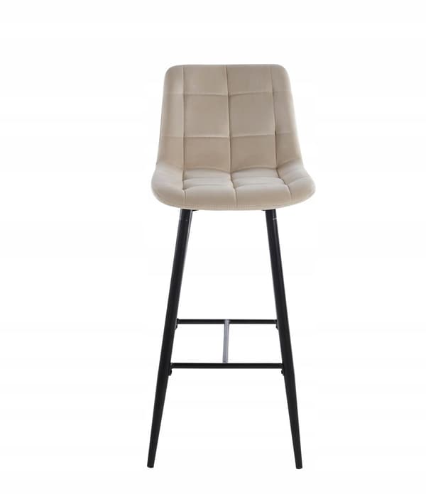 H2-FX beige fløjlsskammel (sort stel)