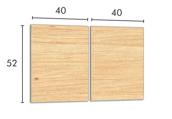 Lasinen suojalevy liedelle 2x40x52 Puu