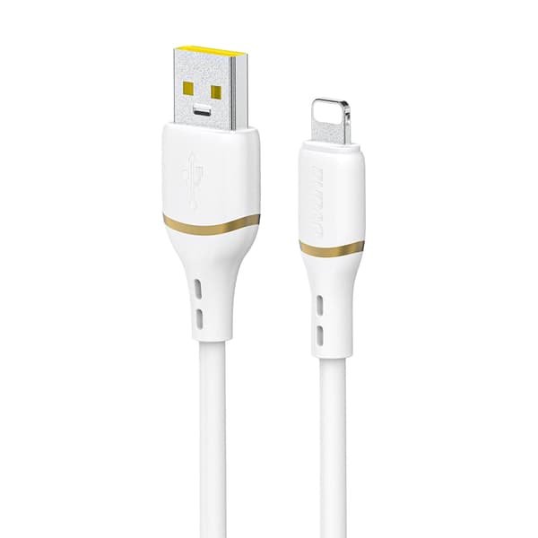 USB-A - iPhone Lightning-kabel med silikonfläta 30W 1m - vit