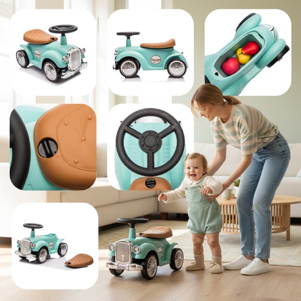 Åkvagn för barn retro racingåkvagn mintgrön