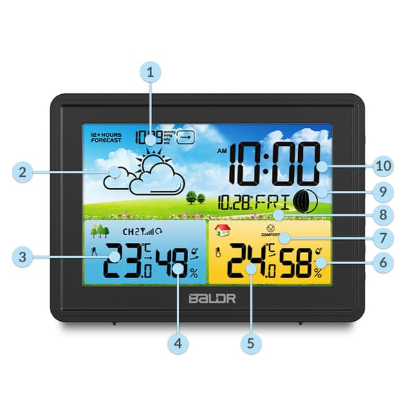 Vejrstation med display BD-908 sort