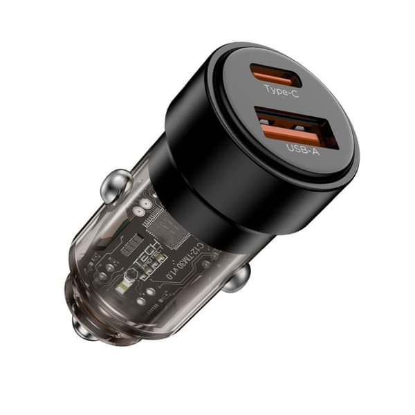 USB-A USB-C CC03 PD 75W Biloplader - Sort