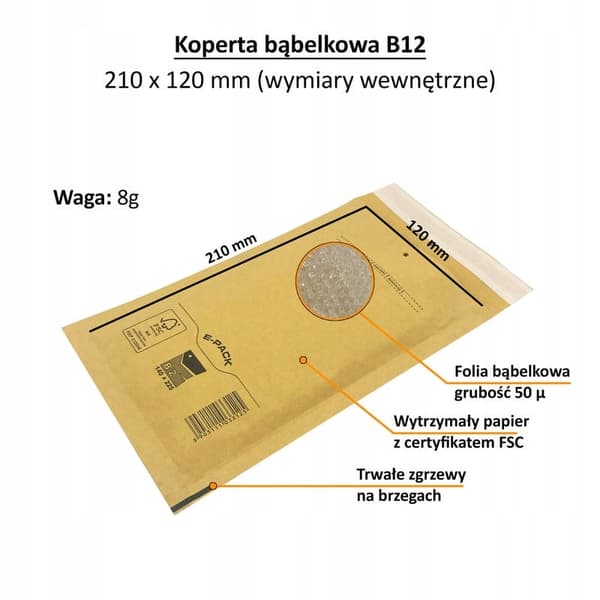 Bubbelkuvert B12 BRUN x 50 st