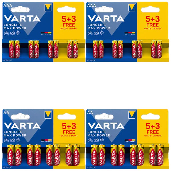 Varta LL MAX Batteri Alkaline Sticks Drone Kit AA 8x2 og AAA 8x2