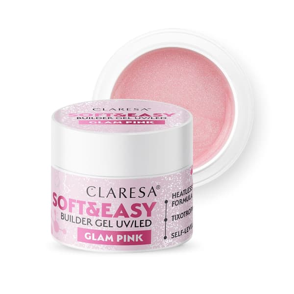 CLARESA Soft&Easy Builder -kynsilakkageeli - Glam Pink 12 g