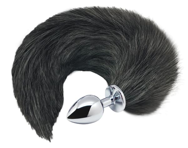 Alive Analplug Med Lang, Fluffy Sort Hale M
