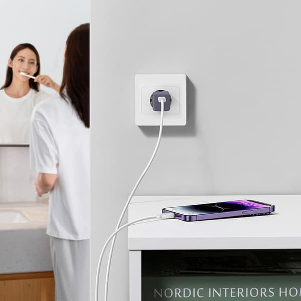 USB-C GaN5 30W EU vægoplader - Lilla