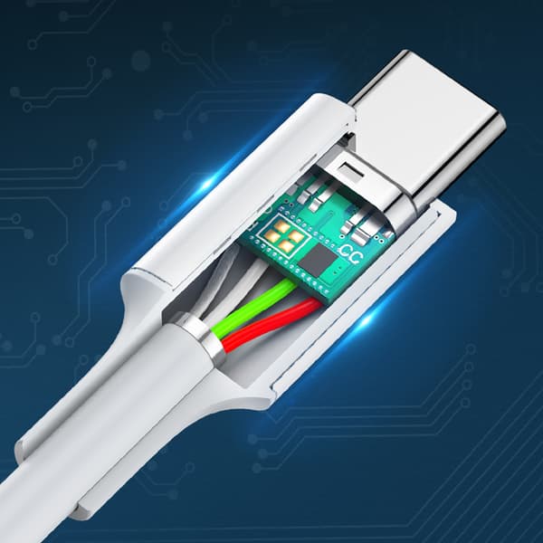 USB-C - USB-C PD QC AFC 1m kabel - vit