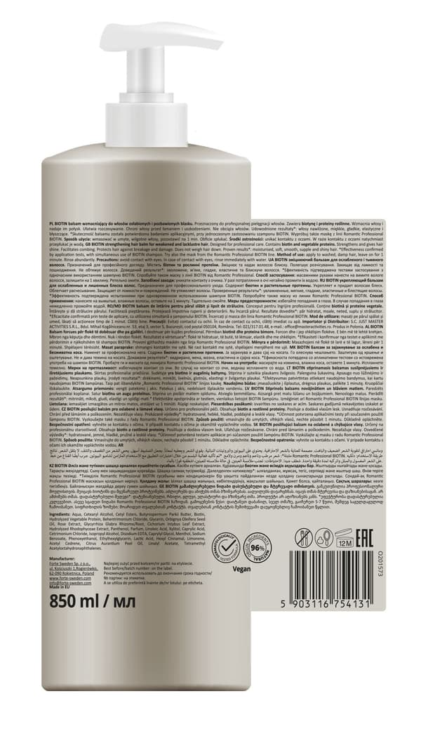 ROMANTISK Biotin Hårbalsam 850 ml