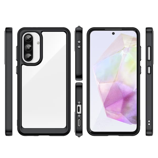 Samsung Galaxy A26 Outer Space-cover med fleksibel ramme - Sort