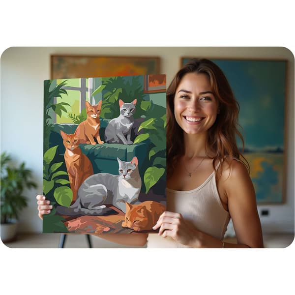 Mal efter nummer billede 40x50 cm Massido Katte