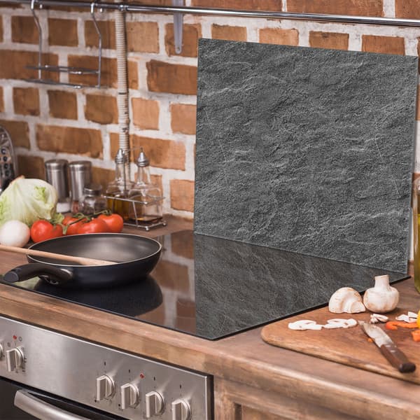 Skyddsplåt för spis i glas 60x52 Skiffer