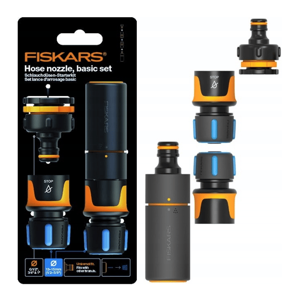 Fiskars krankoppling + snabbkoppling 13-15mm x2 + sprinklermunstycke