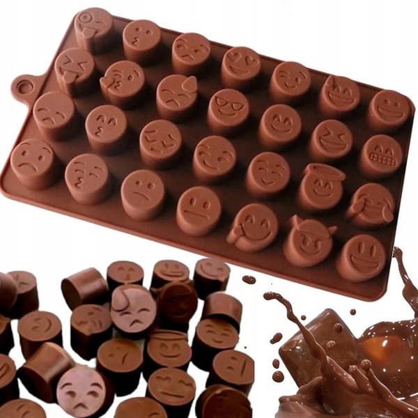 Silikoneform til chokolade, is og gelébønner - emoticons