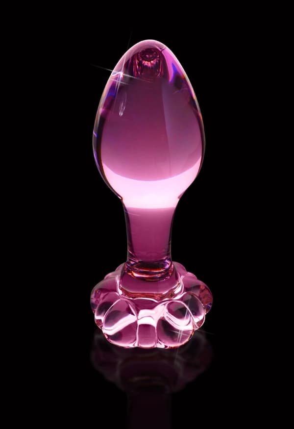 Icicles Glas Anal Plug med Blomsterformet Hætte