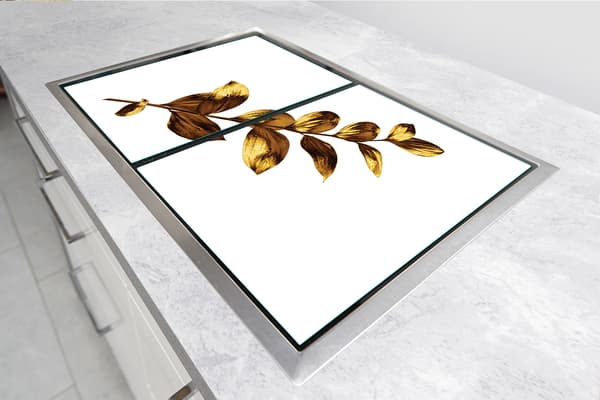 GLASSKYDDSPLÅT FÖR SPIS 90x52 GULD
