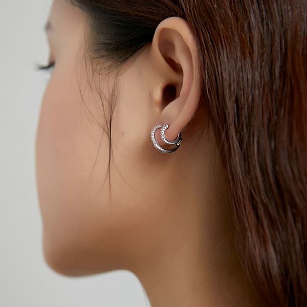 Pendientes de aro doble de plata 925