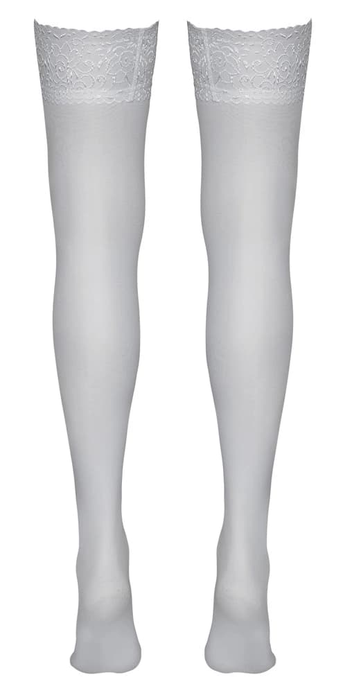 Cottelli LEGWEAR Hvide Klassiske Blondestrømper L