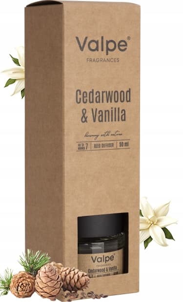 VALPE Aroma Diffuser med Pinde CEDAR TRÆ - VANILJE 50 ml dz50-81