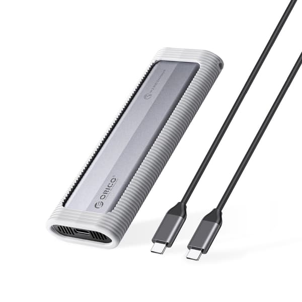 AXM2F M.2 SATA SSD USB-C -levykotelo - harmaa
