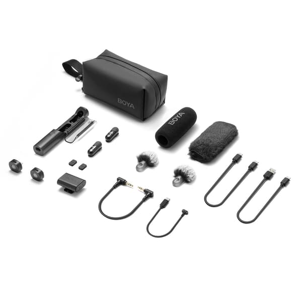 4-i-1 2,4 GHz USB-C trådløst mikrofonsæt MAGIC-02 - Sort
