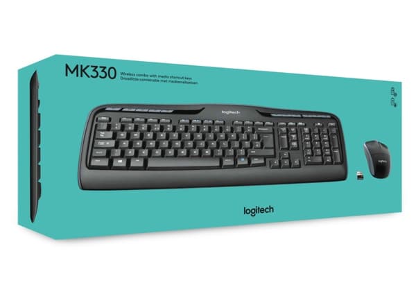 Logitech MK330 Combo trådløst tastatur + mus, US INT, sort