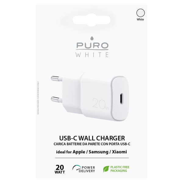 USB-C 20W PD vægoplader - Hvid