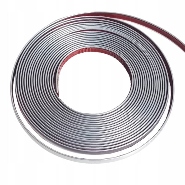 Dekorationslist silver matt krom 30mm satin elastisk självhäftande