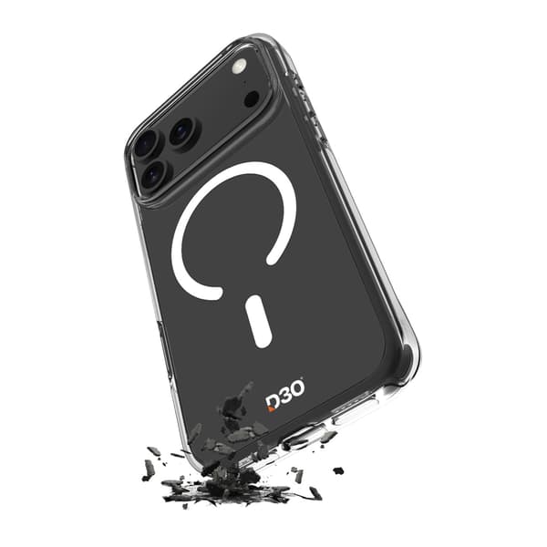 iPhone 17 Pro TPU PC -iskunkestävä D3O MagSafe -kotelo - läpinäkyvä