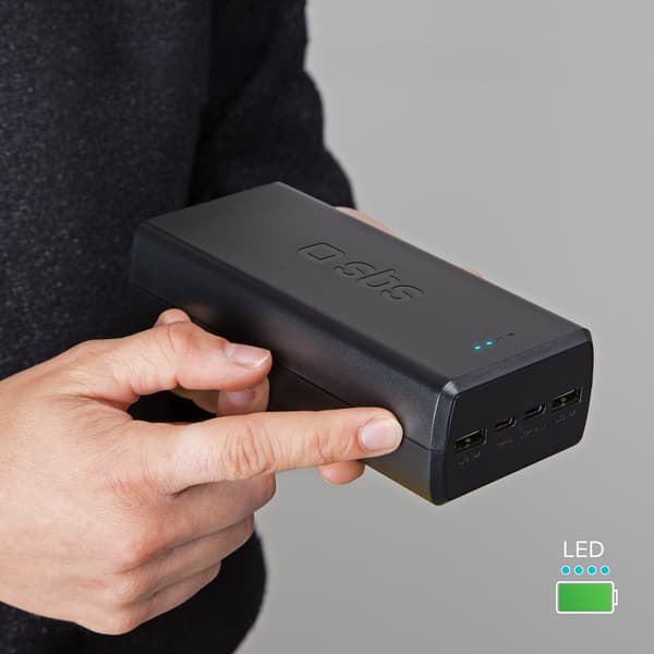 Powerbank 30000 mAh USB-C USB-A - sort