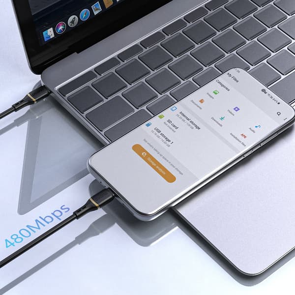 USB-C - iPhone Lightning -kaapeli silikonipunoksella 30W 1m - musta