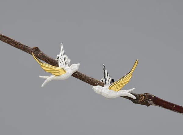 Pendientes de Plata Golondrinas Pendientes Plata 925