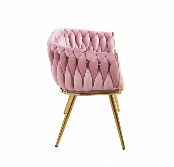 TVÅSITSIG ROSA Art DECO-soffa med sammanflätade GYLLENE BEN för VARDAGSRUM
