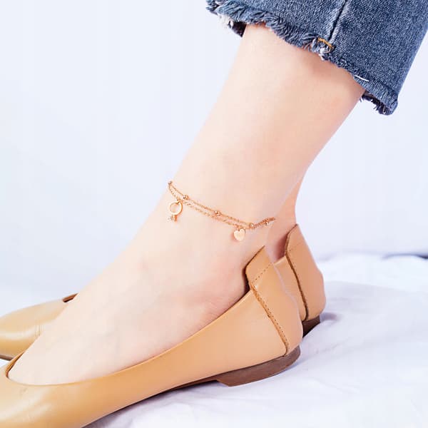 Pulsera de tobillo doble de oro 316L