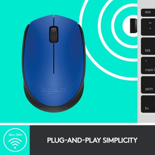 Logitech M171 Trådløs Mus RF Trådløs, 1000 DPI, Blå/Sort