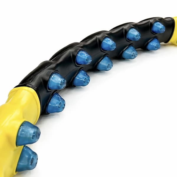 Hulahopring med massageknopper, foldbar - sort og gul