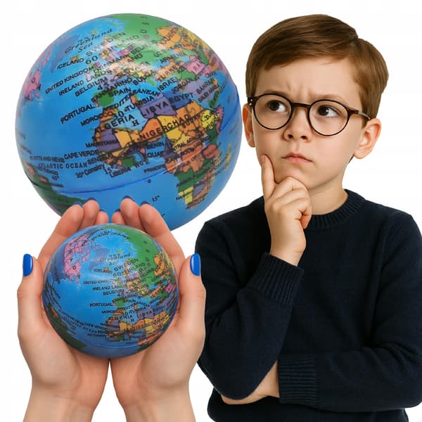 Boll jætte globe 6-delt sæt 10 cm kugle verden pædagogisk blød