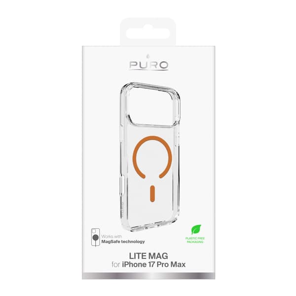 iPhone 17 Pro Max Lite Mag MagSafe-etui - Gennemsigtig orange ring
