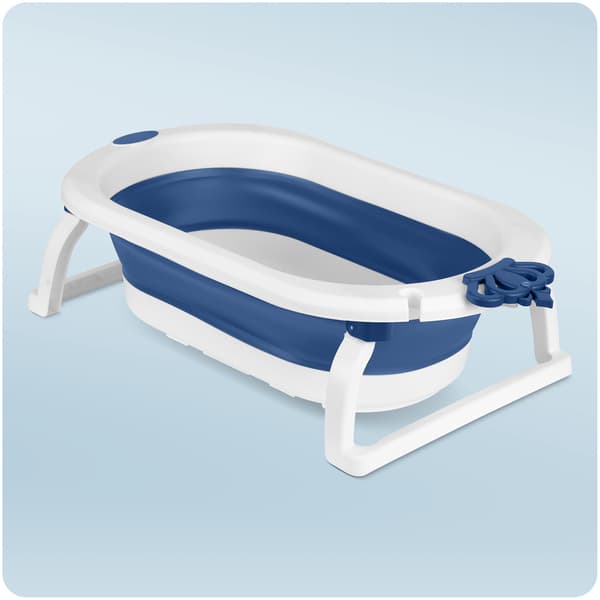 Foldbart badekar til børn, spædbørn med indsats Ricokids RK-286 hvid og blå