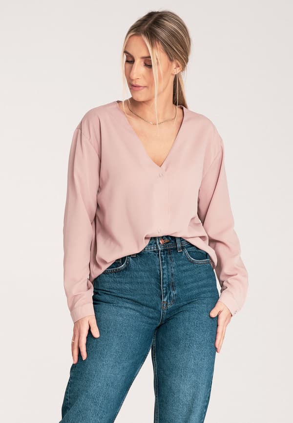 Dam sommarskjorta V-ringad beige XL