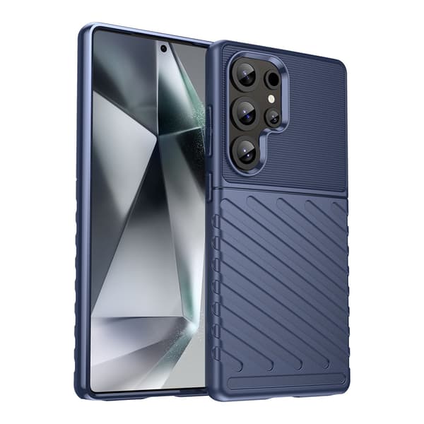 Silikone Pansret Etui til Samsung Galaxy S25 Ultra Thunder - Blå